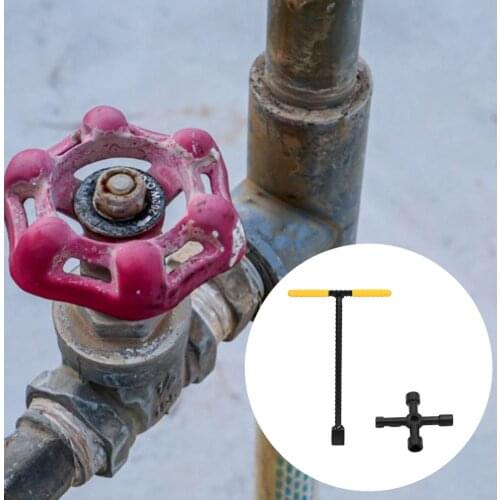 Water Meter Wrench 4-way Multifunctional T-shaped Handle Tool Useful Utility Faucet Accessories For Home Or Building Wholesale