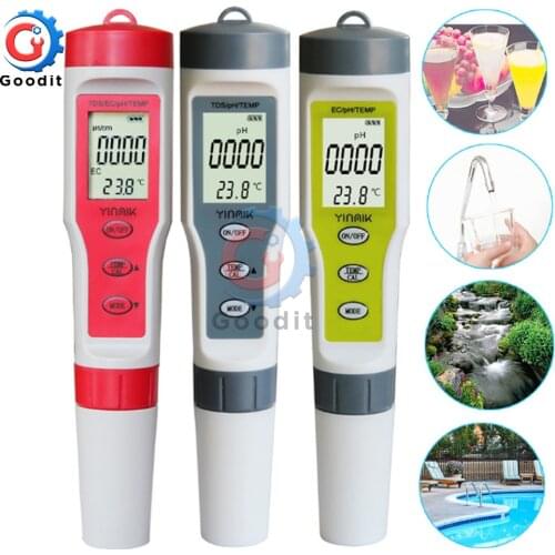 Professional PH TDS EC TEMP Temperature Meter Digital Water Quality Monitor Tester for Pools Drinking Water Aquariums Household