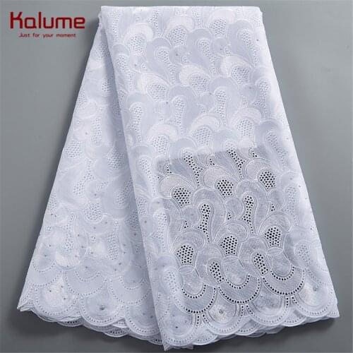 Kalume White African Cotton Lace Fabric 2021 Diy Dress Swiss Voile In Switzerland Nigerian Lace Fabric For Party Dress F2417