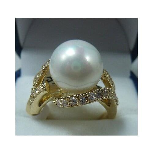 GP White Shell Pearl Ring AAA Ring AAA US size 6 7 8 9# Girl WOMEN Quartz ringe hookLuxury Ms. girl Wedding