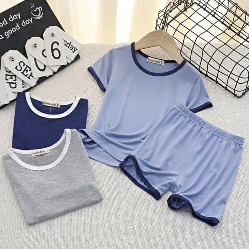 Summer Boy Pajamas Suit Light Children Housewear Girls T Shirts+ Shorts Pants Childrens Clothing Sleepwear Cotton Pyjamas Sets