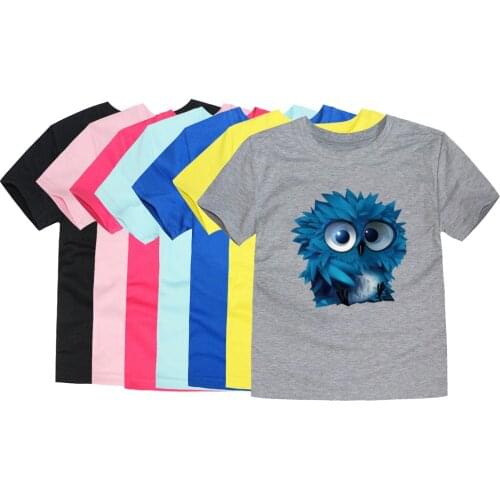 Summer T Shirt for Boys Girls Tees Children Clothes Child Girl Boy Tops Cotton Cartoon Owl Anime Print Shirts Funny Teen Clothes