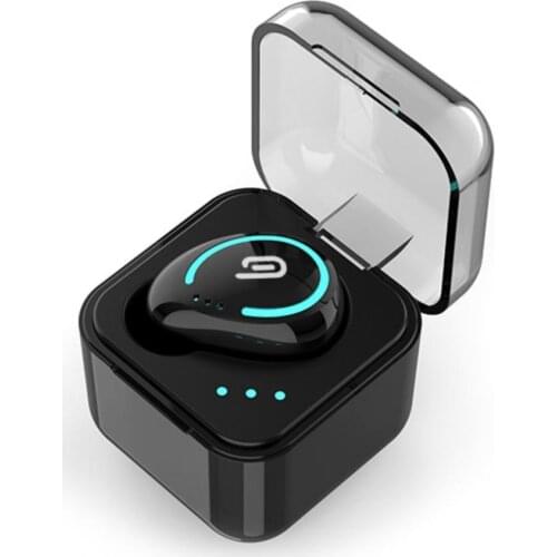 Mini Wireless Bluetooth 5.0 Single In-Ear Earphone with Microphone Charging Box