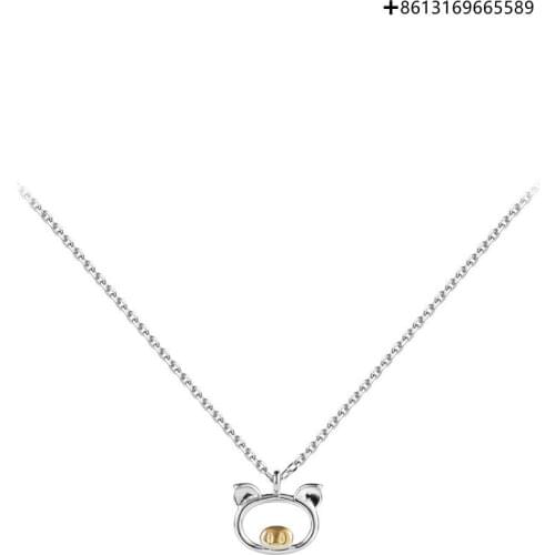 Fashionable and cute hollow piglet pendant necklace 925 silver choker fashion accessories minimalist collarbone chain