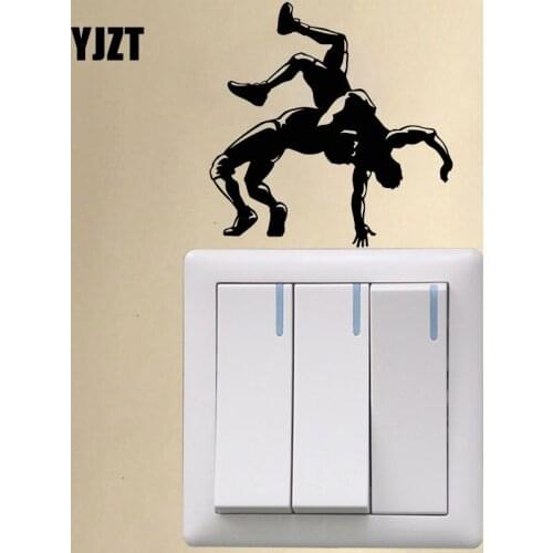 YJZT Fighting Mens Sports Martial Arts Fighters Vinyl Wall Stickers Switch Decals Black 8SS2208