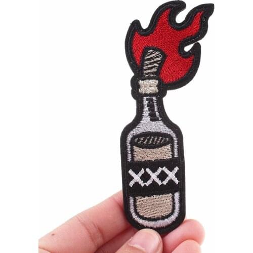 Pulaqi Fuel Oil Bottle Patches Iron On Clothes Hat T-shirt Overcoat Peace Anti-War Punk Style Patch For Men Kids Women Decor F