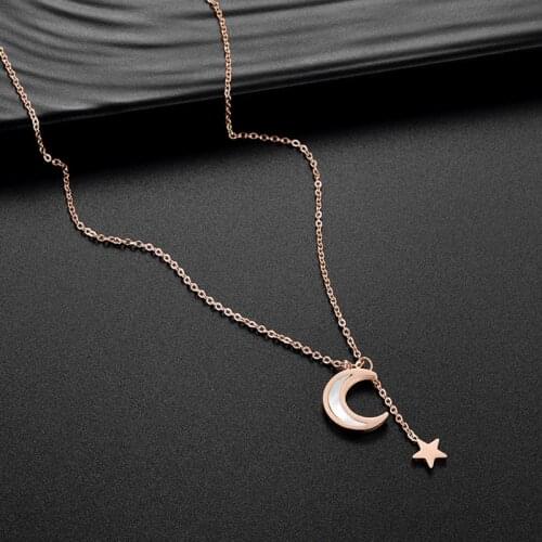 New Arrival 2021 Fashion Modern Star Moon Pendants Necklaces Stainless Steel Geometric Choker Necklace Party Jewelry For Women
