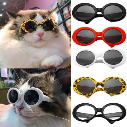 Pet Cat Glasses Lovely Vintage Round Sunglasses Sun Protection Leopard Glasses Puppy Products Decorations Lenses Summer Eye Wear