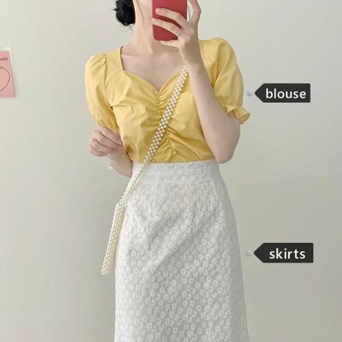 Single/Two-Piece Summer New Korean Fashion Ins Fresh Top Sweet Elegance Skirt Suit for Women