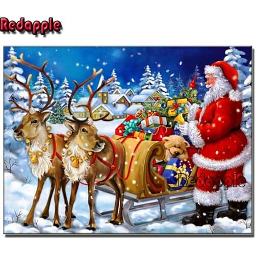 Full Square/Round Drill "cartoon Santa and Reindeer" Mosaic Diamond Painting Cross Stitch DIY Embroidery puzzle Christmas Decor