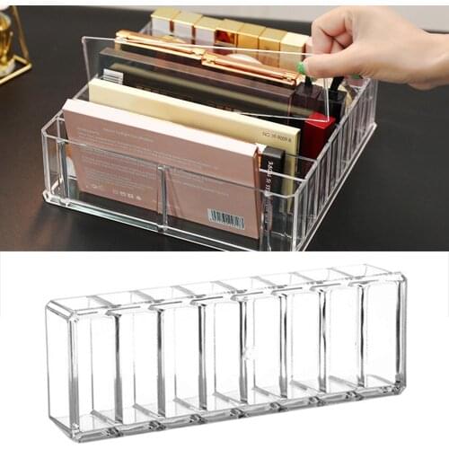 Clear Acrylic Makeup Organizer Makeup Tools Holder 8 Grid Cosmetic Storage Box Make Up Powder Lipsticks Storage Case