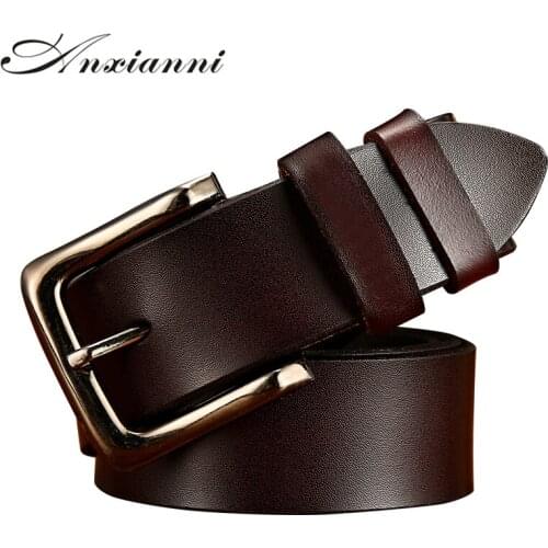 Anxianni Men leather Belt Business affairs casual Belt simplicity Belt Split leather Alloy pin buckle Belt