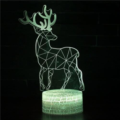 Christmas Elk Creative 3D Night Lights For Children Kids 3D Lamp Led Illusion Night Lamp Gift Christmas Party Decoration