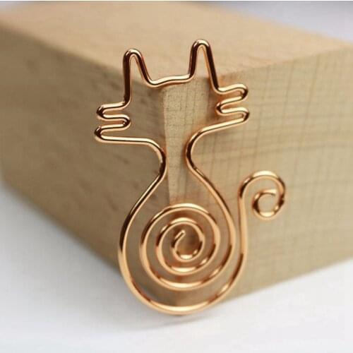 Rose Gold 8pcs/box Kawaii Cat Paper Clips Bookmark Planner Tools Scrapbooking Tools Binder Paper clip