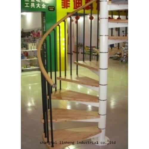 Made in China hot selling indoor steel-wood spiral staircase(LH-SC004)