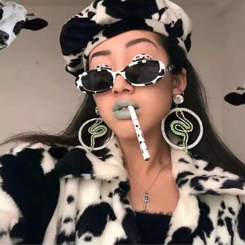 Vintage retro sunglasses ladies fashion small frame sunglasses men-shaped sunglasses irregular mirror sunglasses oval cow color