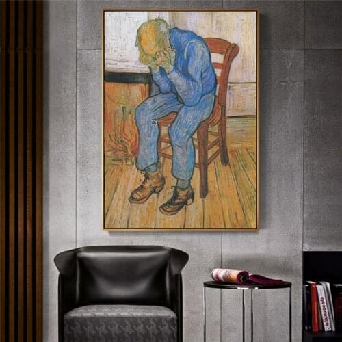 Trauernder alter Mann Canvas Paintings Reproductions Van Gogh Artwork Impressionist Wall Art Prints For Living Room Wall Decor