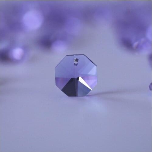 Decoration wedding Birthday party kids Cake for crystal glass octagon beads in one hole 2000pcs/lot purple 14mm glass crafts