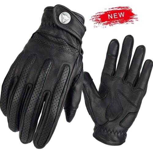 Vintage Motorcycle Gloves Genuine Leather Motorbike Riding Gloves Full Finger Gloves Yellow Woman Touch Screen Guantes Moto MTB