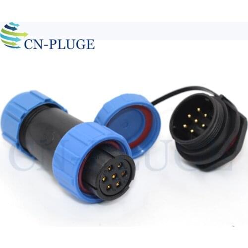 Waterproof 7 pin Wire Rear nut Connector SP21Industrial Equipment Power Cable Connector Male Socket and Female Plug IP68