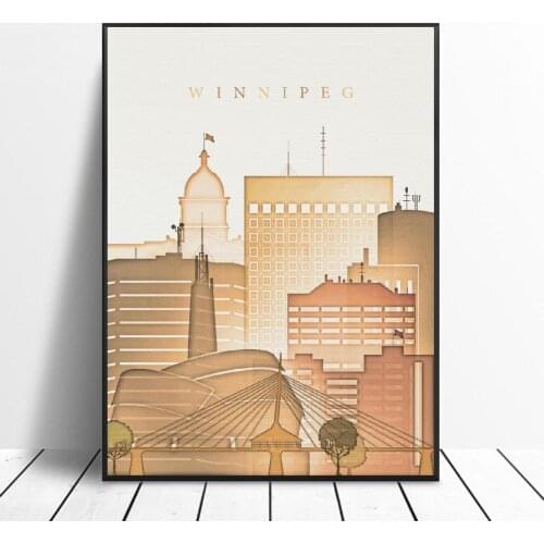 Winnipeg Canada Skyline Canvas Print Wall Art Poster Picture Modern Bedroom Living Room Decoration No Frame