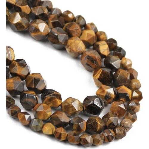 YHBZRET Natural Round Faceted Tiger Eye Stone 6/8/10MM Spacers Loose beads for Jewelry making DIY bracelets necklace Accessories