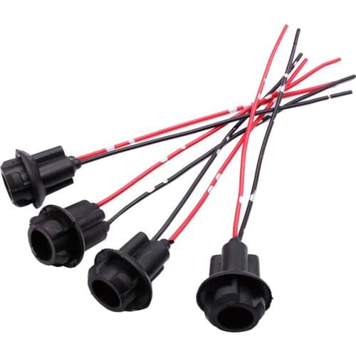 YUNPICAR 4PCs T10 194 W5W LED Bulb Adapter Wire Harness Female Sockets Extension Connector for Brake Reversing Turn Signal Light