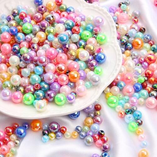6mm 8mm 10mm 100/50/30pcs ABS Pearl Beads Colorful Balls For Women Decration DIY Handmade Jewerly Making Accessories