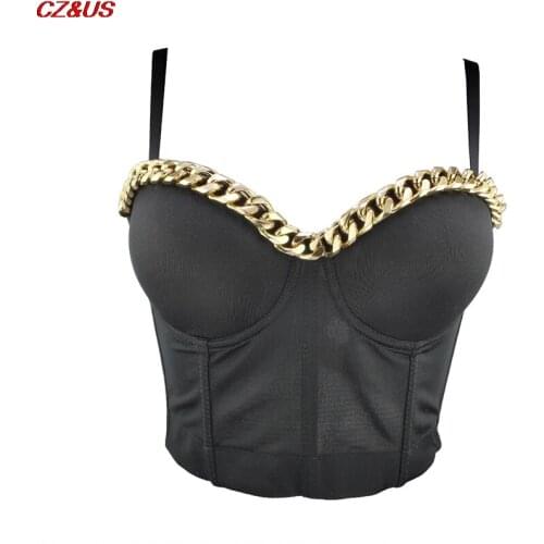 Fashion Summer 2021 High Street Short Camis Crop Tops Women Sexy Designer White Red Chain Punk Style Cotton Camisole Tops