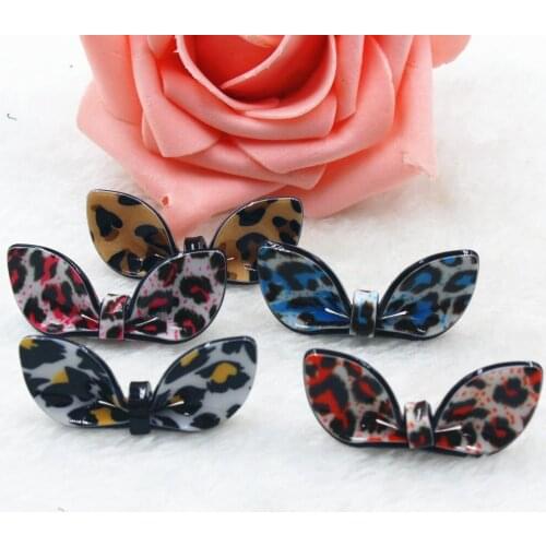10pcs/lot DIY planar resin bow with leopard print kawaii resin cabochons accessories