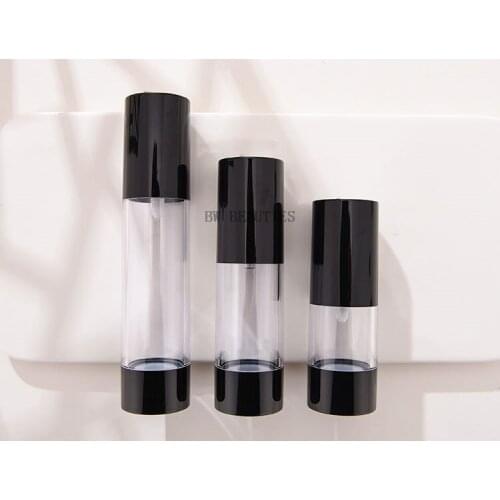 100pcs/Lot 15/30/50MLClassic Black Vacuum Airless Pump Bottle Cosmetic Essence Oil Lotion packing Refillable Bottle