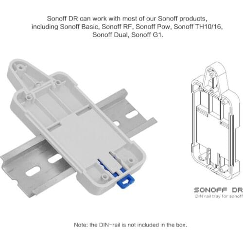 2 PCS Drop ship Sonoff DR DIN Rail Tray Adjustable Mounted Rail Case Holder Solution Sonoff Mounted Onto The Guide Track Kit