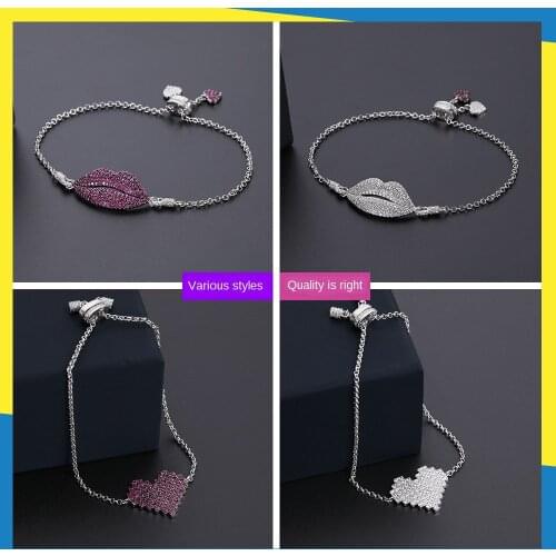 2020 new bright diamond love lips bracelet female ins cute personality wild elegant retractable hand jewelry women brand jewelry