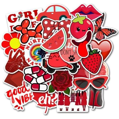 50 PCS Cartoon Red Girls Stickers For Children Toy Waterproof Decals DIY Laptop Bicycle Helmet Skateboard Educational Sticker