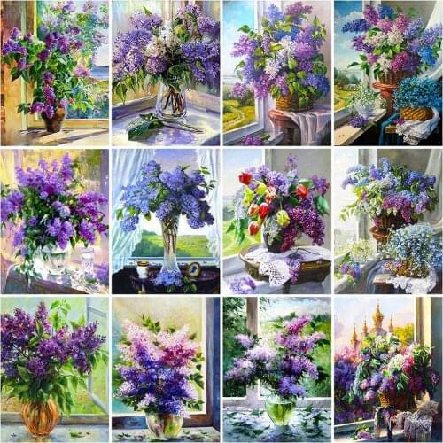 Diamond Embroidery Lilac 5D Diy New Arrival Diamond Painting Clove Flower Vase Mosaic Wall Art Rhinestone Picture Home Decor