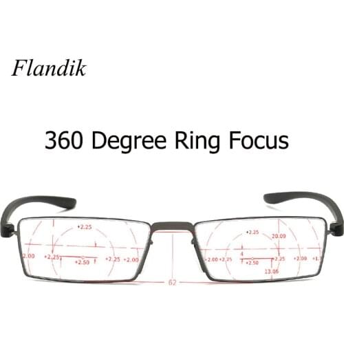 Bifocal progressive Reading Glasses Square Frame Unisex 360 Degree Ring Focus Anti Blue Presbyopia Lense +1.00 +1.50+2.00+2.50
