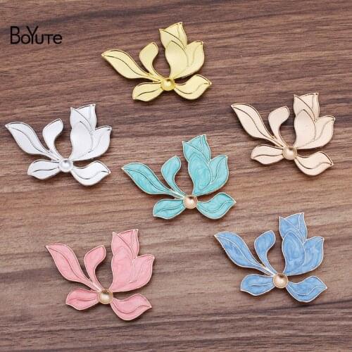 BoYuTe (10 Pieces/Lot) 50*58MM Dripping Oil Bow-Knot with 3 Loops at Back Factory Supply Handmade DIY Alloy Jewelry Accessories