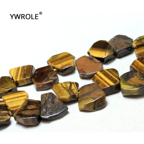 18-20 mm Irregular Pentagon Natural Tiger Eye Stone Beads For Jewelry Making Side Hole DIY Necklace Bracelet 15'' Handmade