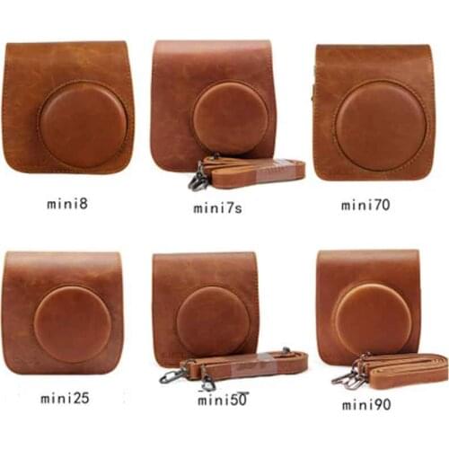 Retro Brown PU Leather Camera Bag Case For Fujifilm Instax Mini 7s 8 8+ 9 Mini 70 90