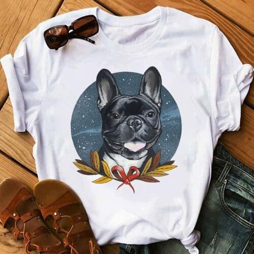 Kawaii French Bulldog T Shirt Women dog lover top tees femme summer top female Aesthetic Clothes Graphic t-shirt camisetas mujer