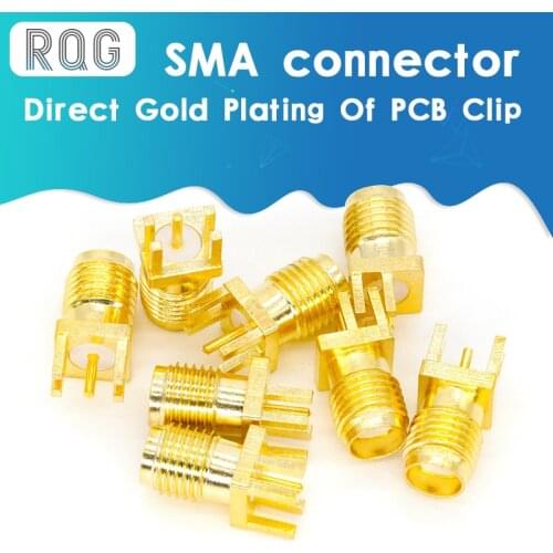 10pcs 1.6mm SMA Female Jack Solder Nut Edge PCB Clip Straight Mount Gold Plated RF Connector Receptacle Solder