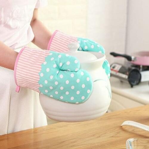 Cotton Oven Glove Heatproof Microwave Oven Mitten Kitchen Cooking Thickened Gloves Insulated Non-slip Gloves