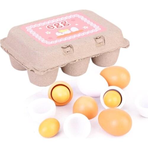 6PCS Simulation Wooden Egg Yolk Kitchen Food Cooking Play House Game Toys Children Children Baby Enlightenment Educational Toys