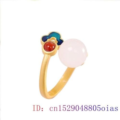 White Jade Ring Jewelry Crystal Zircon Women 925 Silver Chalcedony Natural Amulet Men Fashion Gifts Charm Gemstone