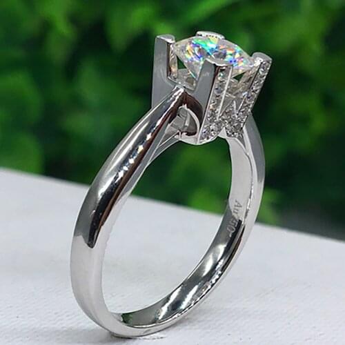 10K Au417 White Gold Women Wedding Party Engagement Ring 1 2 3 4 5 Carat Round Moissanite Diamond Ring W Crown Trendy Classic