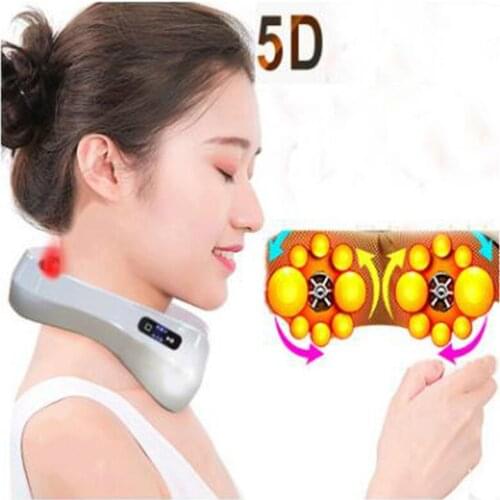 5 d bluetooth wireless music neck massager cervical kneading remote intelligent pulse physical therapy massage therapy apparatus