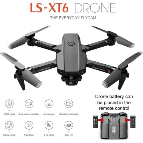 Mini Drone XT6 4k HD Camera Visual Positioning 1080P WiFi FPV Drone Height Preservation RC Quadcopter Practice Drone