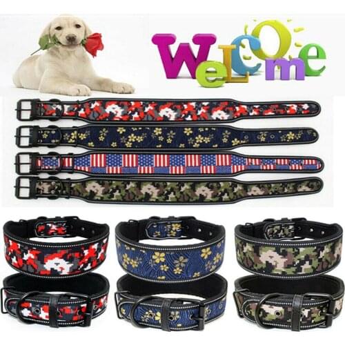 Soft Nylon Dog Collar Padded Foam For Medium and Large Dogs With High Resistance Adjustable Reflective Collar