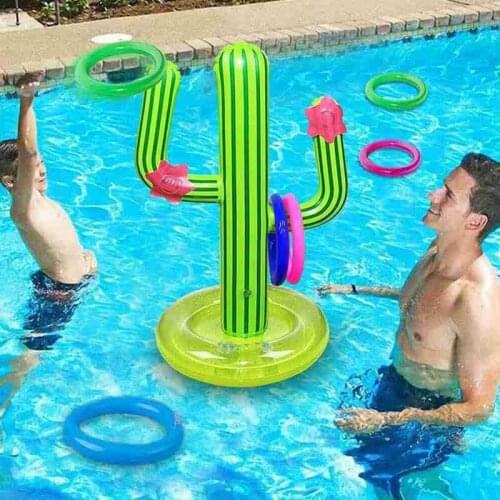 Cactus Swimming Pool Ring Toss Games Inflatable Pool Toys With 4 Ring Summer Family Outdoor Party Game Pool Accessories