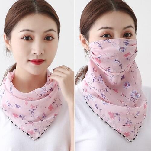 New Spring Summer Women Wild Triangle Scarf Outdoor Sun Protection Neck Face Silk Scarf Women Hanging Ear Scarf